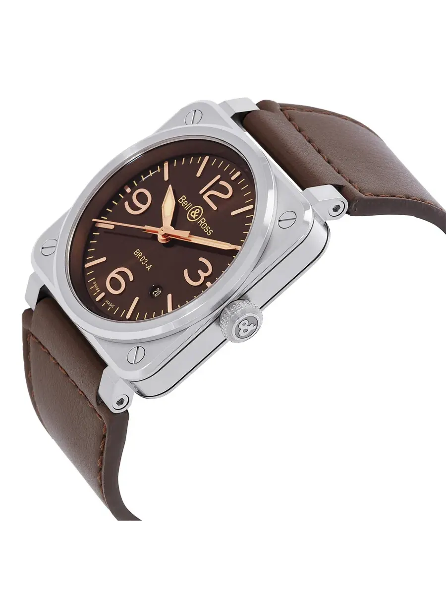Мужские автоматические часы Bell and Ross BR 03 Golden Heritage с коричневым циферблатом — изображение 2 из 3