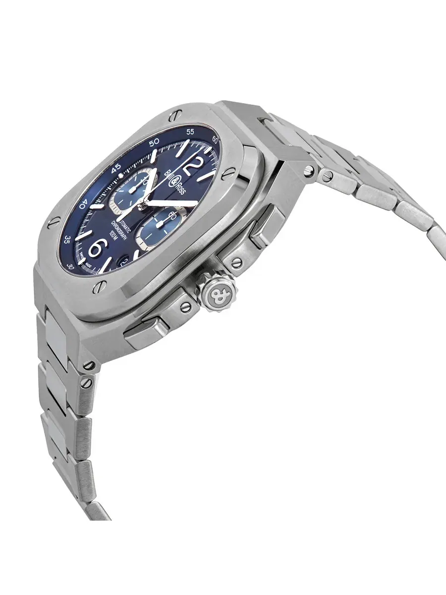 Мужские часы Bell and Ross Br 05 Chrono Chronograph с автоматическим циферблатом и синим — изображение 2 из 3