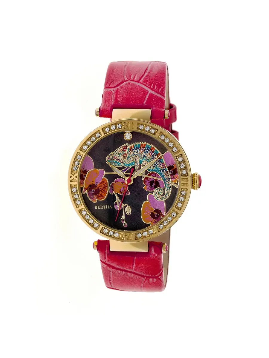 Женские часы Bertha Camilla Crystal Black Chameleon Dial BTHBR6205 — золотистый