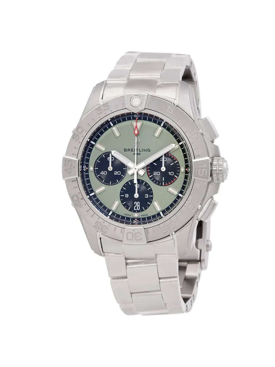 Мужские часы Breitling Avenger B01 44 мм Хронограф Автоматический Зеленый циферблат AB0147101L1A1 — изображение 1 из 3