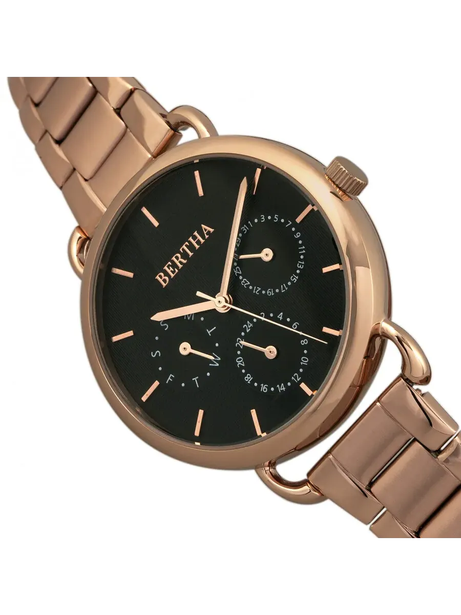 Женские часы Bertha Gwen Black Dial BR8303 — изображение 3 из 3, оттенок розовый золотистый