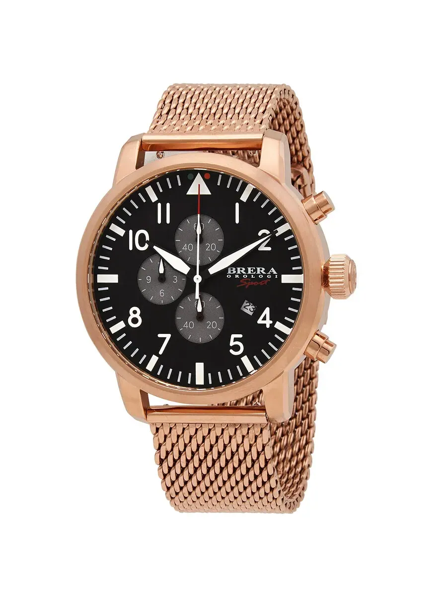 Мужские кварцевые часы Brera Orologi Tornado Chronograph с черным циферблатом BRSPTOC4402-RG-MIL — золотистый
