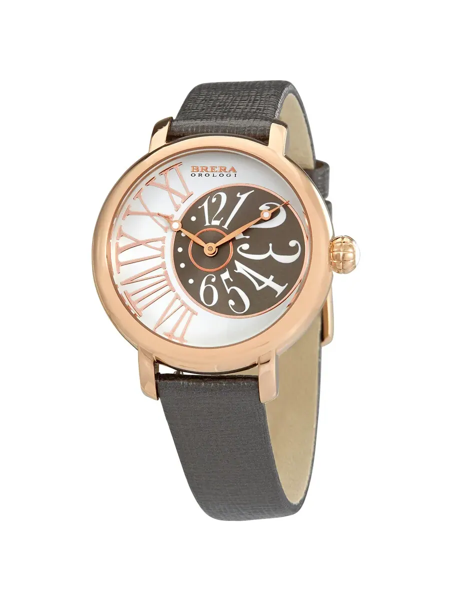 Женские элегантные кварцевые часы Brera Orologi Valentina с белым циферблатом BRVAEL3802-ANTR-SAF — золотистый
