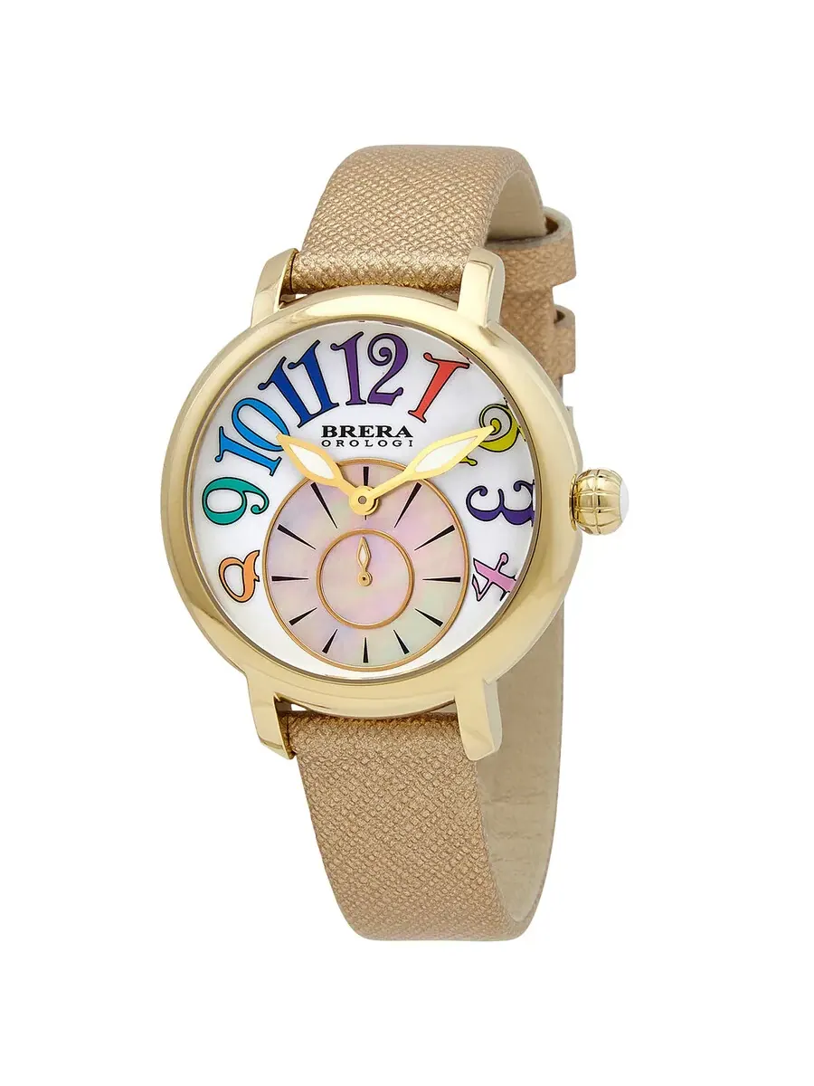 Женские часы Brera Orologi Valentina Modern Quartz BRVAMO3803-YGD-SAF — золотистый