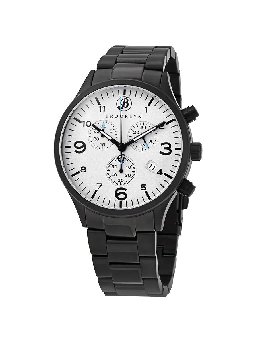 Мужские часы Brooklyn Watch Co. Bedford Brownstone II Quartz с серым циферблатом 308-GRY-1 — черный