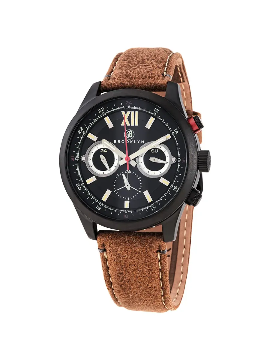 Мужские кварцевые часы Brooklyn Watch Co. Stuyvesant с черным циферблатом, модель BW-8128-BQ-01-LBRW — черный