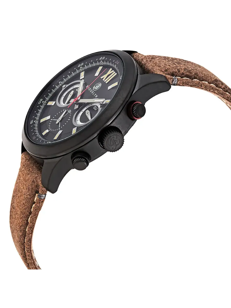 Мужские кварцевые часы Brooklyn Watch Co. Stuyvesant с черным циферблатом, модель BW-8128-BQ-01-LBRW — изображение 2 из 7