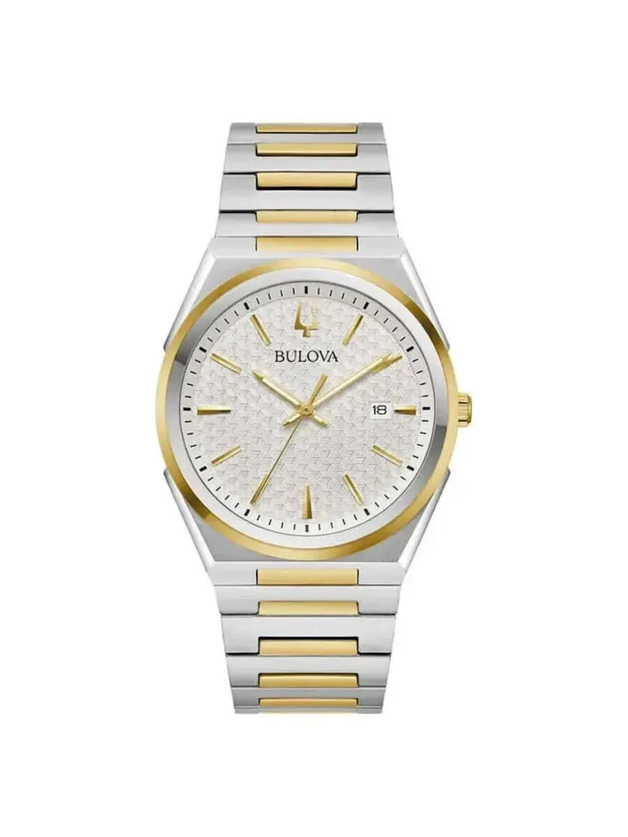 Мужские часы Bulova Classic Quartz с белым циферблатом 98B424 — изображение 1 из 1, оттенок желтый золотистый