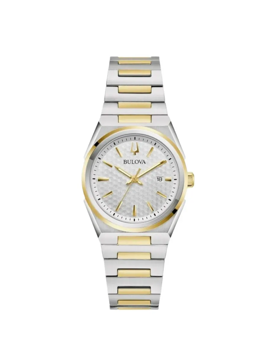 Женские часы Bulova Classic Quartz с белым циферблатом 98L323 — изображение 1 из 1, оттенок желтый золотистый