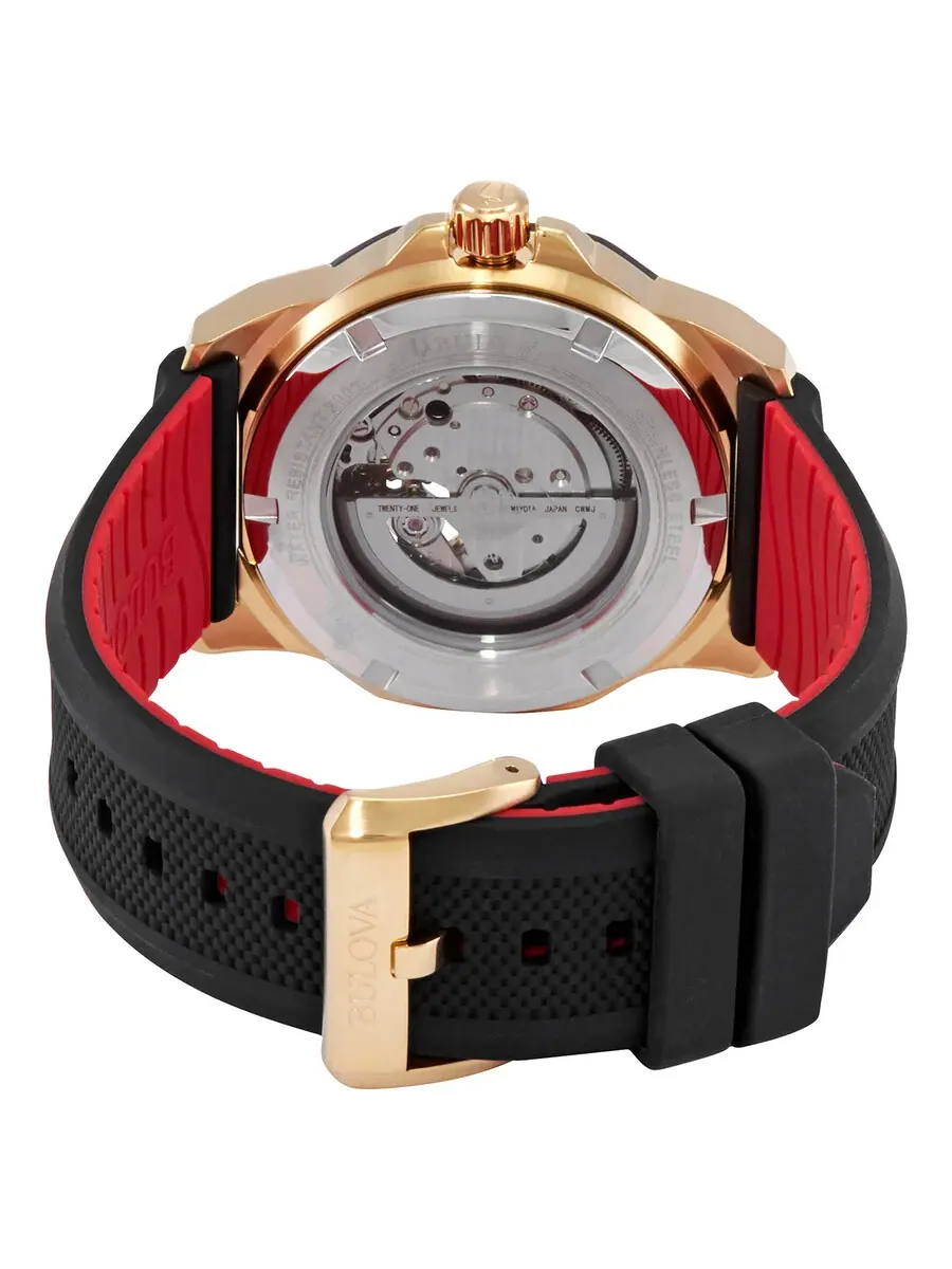 Мужские автоматические часы Bulova Marine Star с черным циферблатом, модель 98A272 — изображение 3 из 3, оттенок золотистый