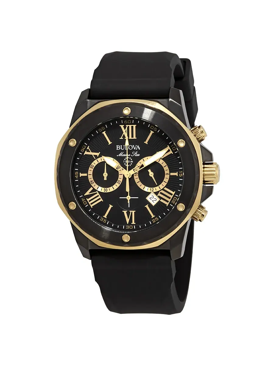 Мужские часы Bulova Marine Star Chronograph с черным циферблатом 98B278 — изображение 1 из 3, оттенок черный