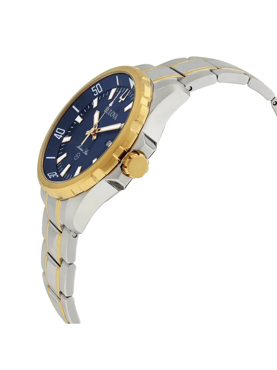 Мужские часы Bulova Marine Star с кварцевым механизмом и синим циферблатом 98B384 — изображение 2 из 3, оттенок золотистый