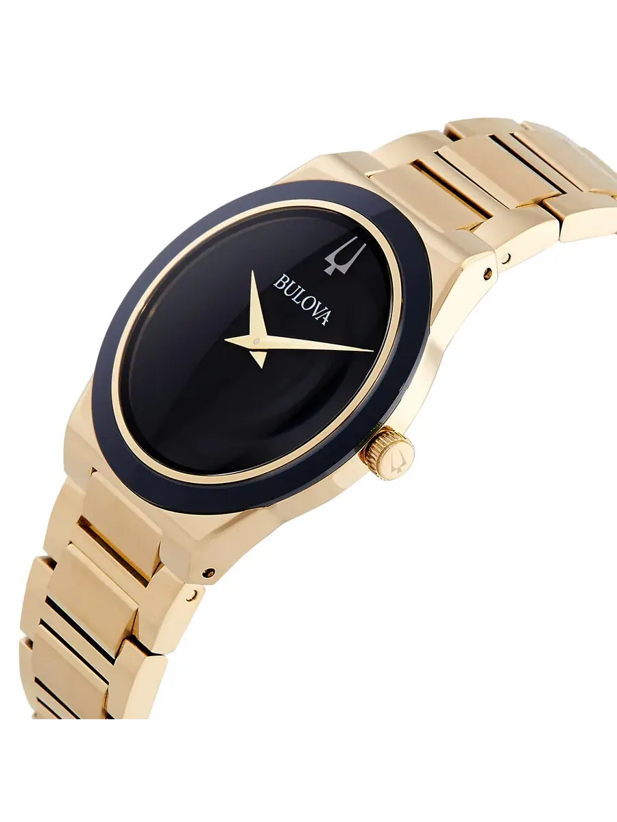 Мужские часы Bulova Millennia с кварцевым механизмом и черным циферблатом 97A183 — изображение 2 из 3, оттенок золотистый