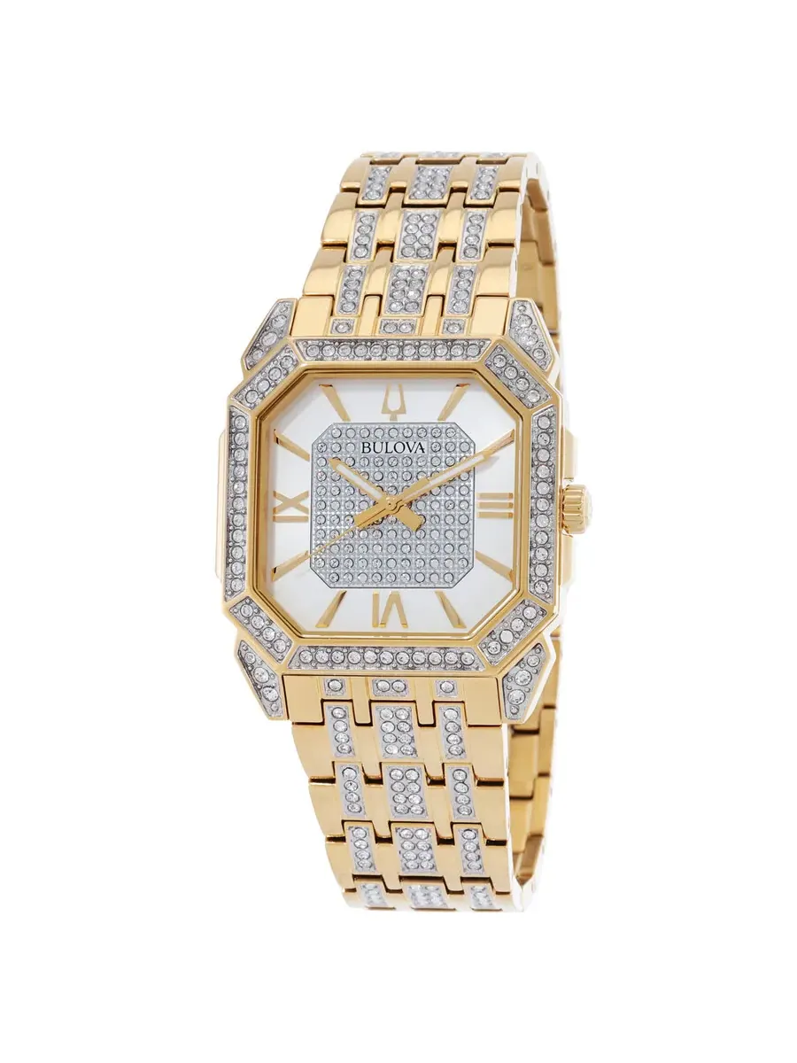 Мужские часы Bulova Octava Quartz с серебристым циферблатом 98A295 — изображение 1 из 3, оттенок золотистый