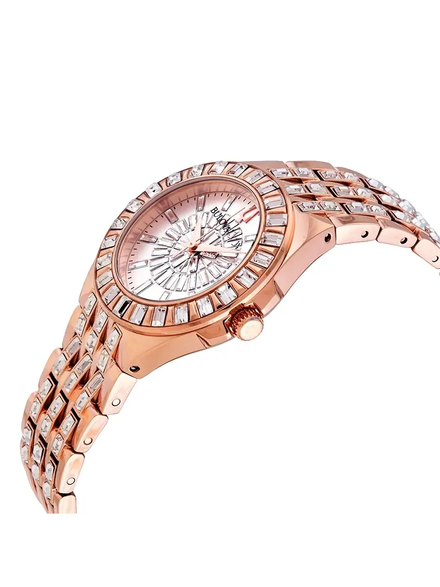 Женские часы Bulova Phantom Rose Gold-tone Baguette Swarovski Crystal 98L268 — изображение 2 из 3, оттенок розовый золотистый