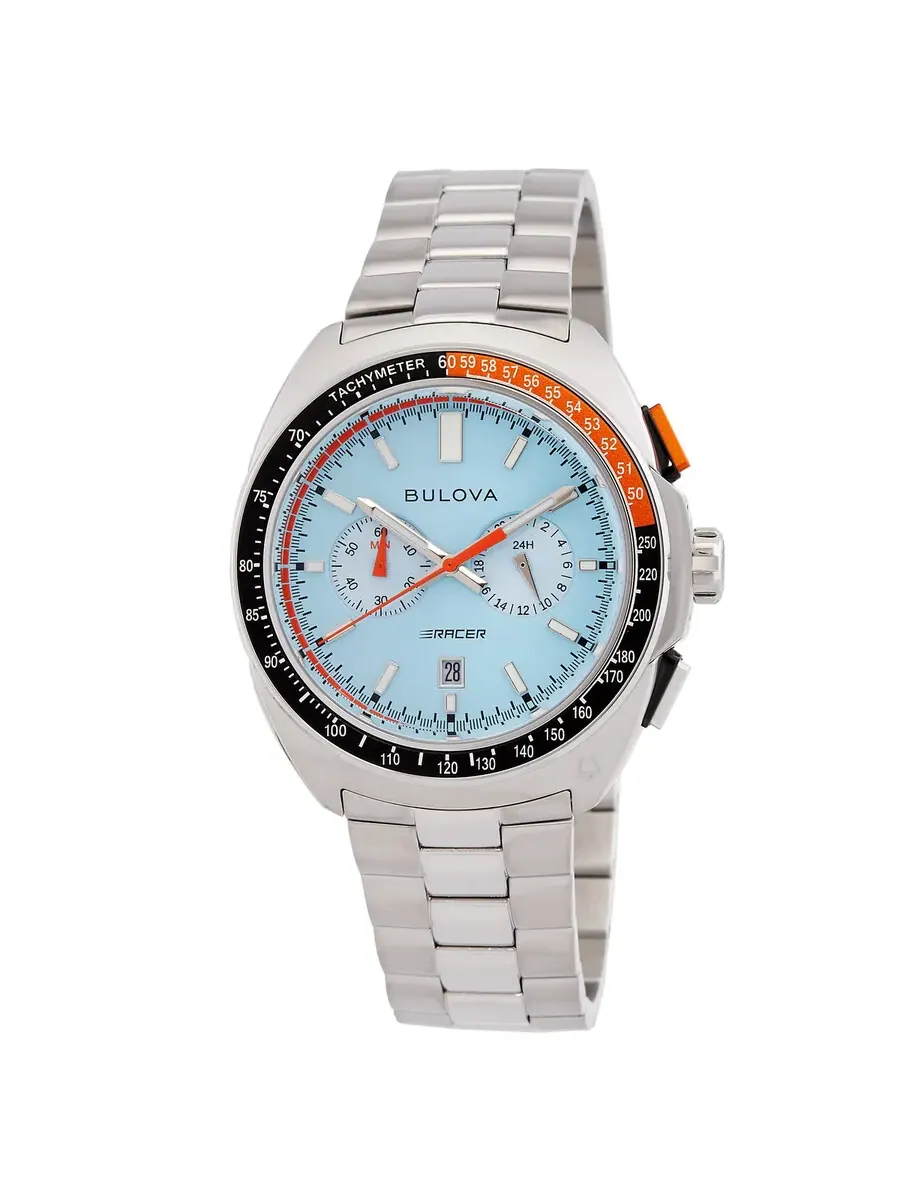 Мужские часы Bulova Racer с хронографом, кварцевым механизмом и синим циферблатом 98B432 — изображение 1 из 3
