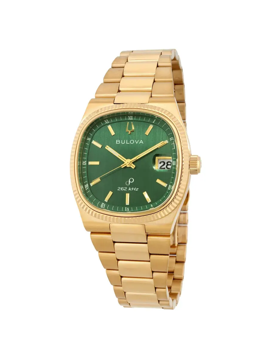 Мужские часы Bulova Super Seville Quartz с зеленым циферблатом 97B237 — изображение 1 из 3, оттенок золотистый
