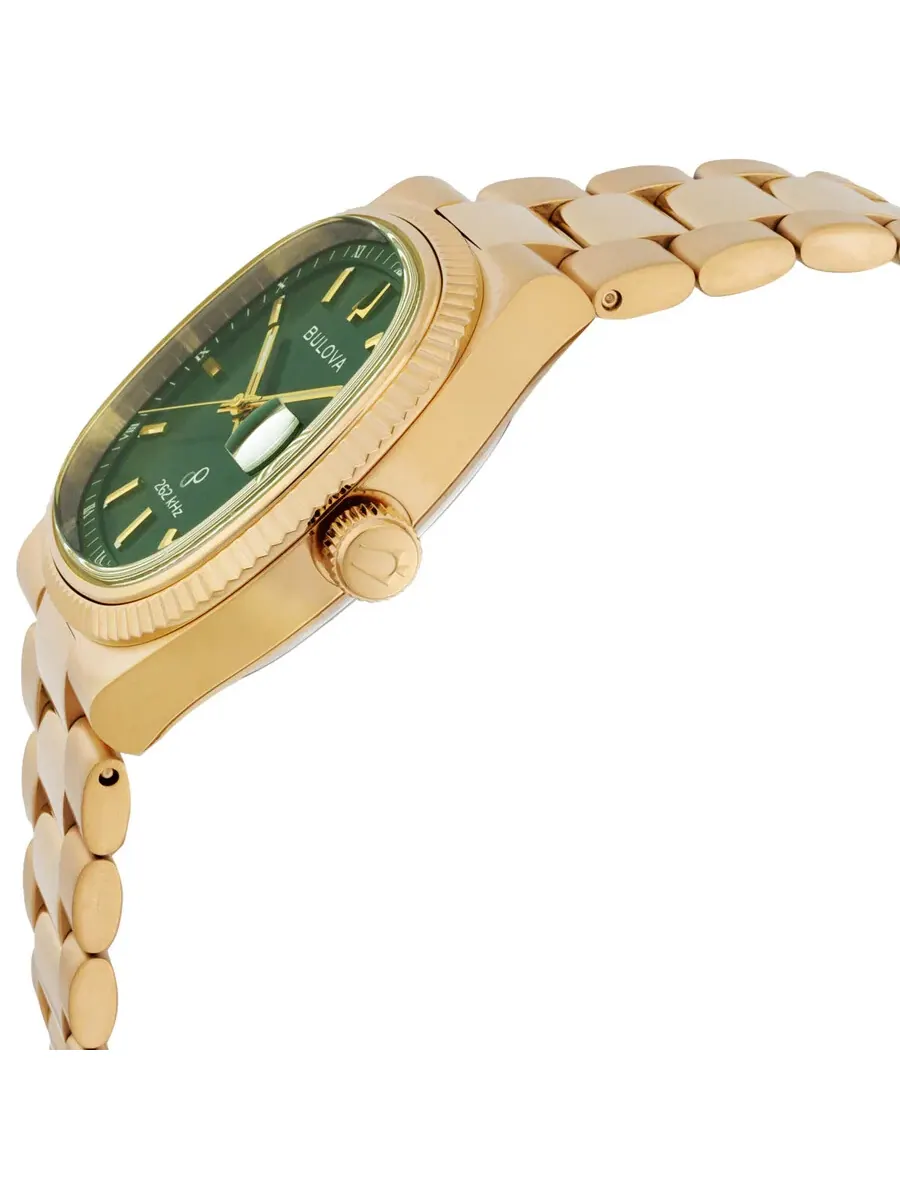 Мужские часы Bulova Super Seville Quartz с зеленым циферблатом 97B237 — изображение 2 из 3, оттенок золотистый