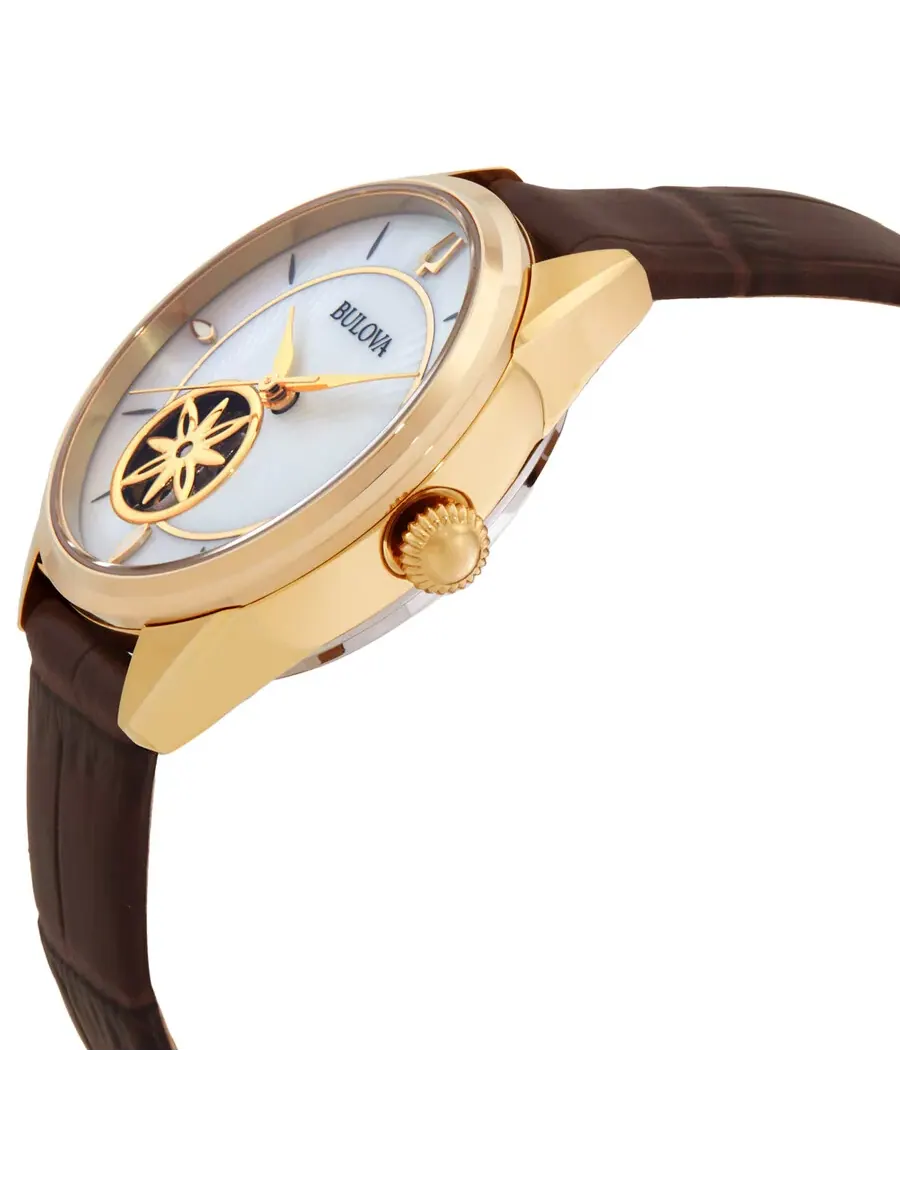Женские часы Bulova Sutton Automatic с белым перламутровым циферблатом 97L179 — изображение 2 из 3, оттенок золотистый