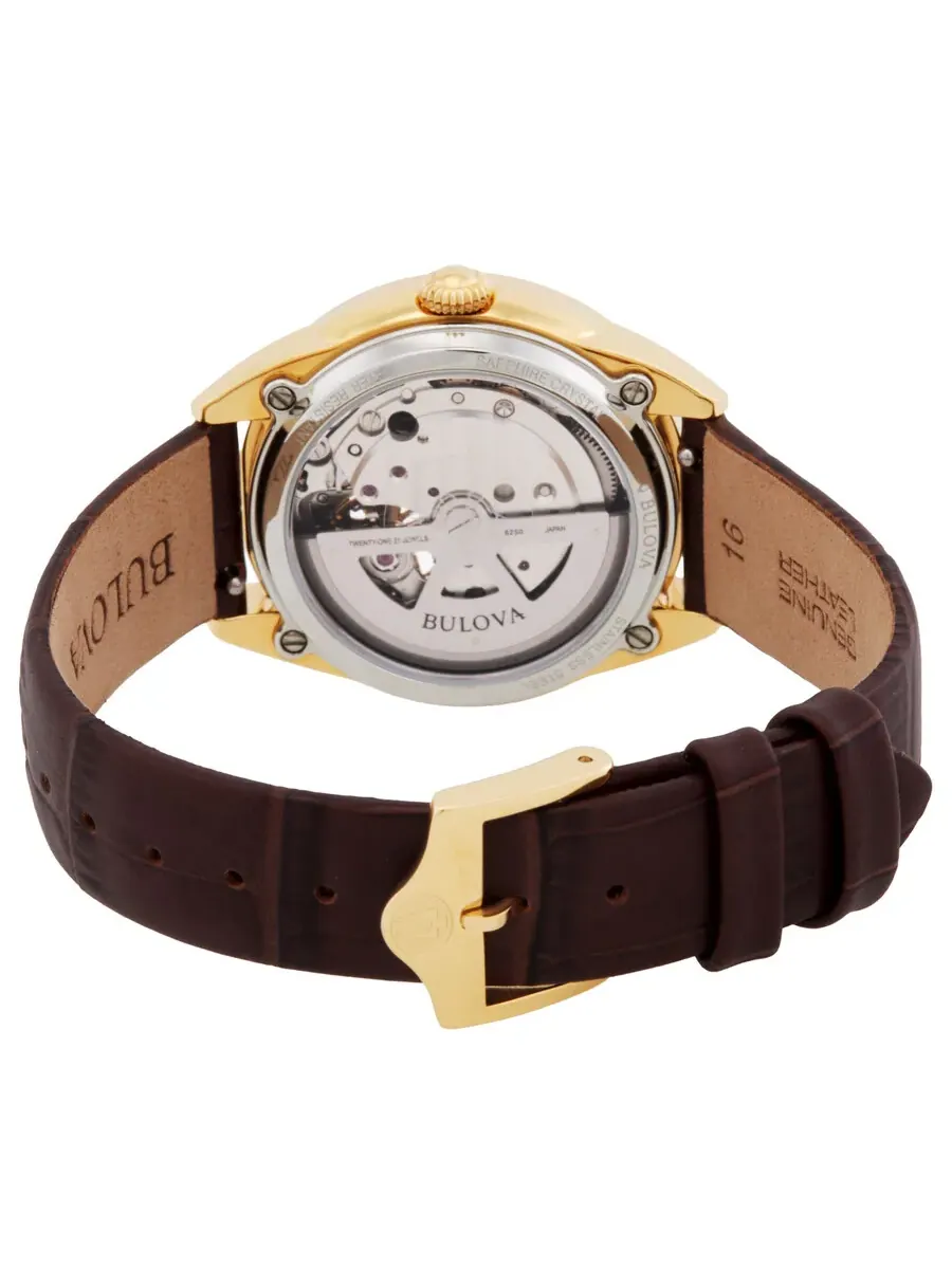 Женские часы Bulova Sutton Automatic с белым перламутровым циферблатом 97L179 — изображение 3 из 3, оттенок золотистый