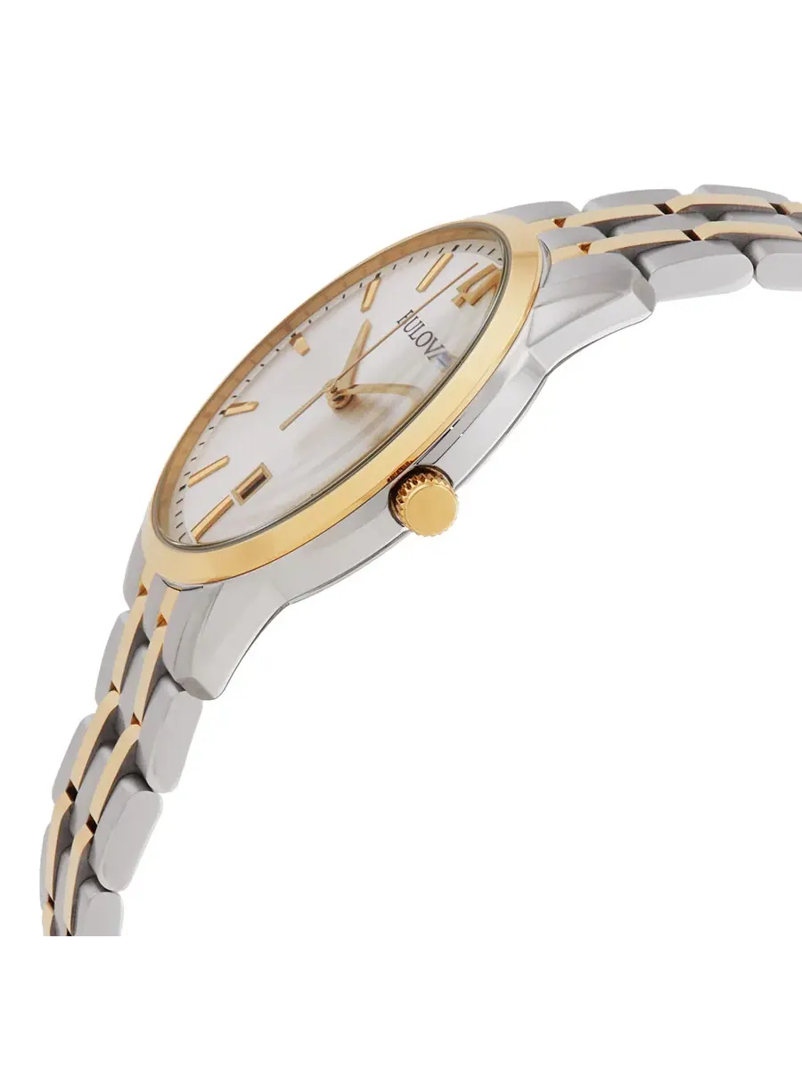 Мужские часы Bulova Sutton Quartz с серебристым циферблатом 98B385 — изображение 2 из 3, оттенок желтый золотистый