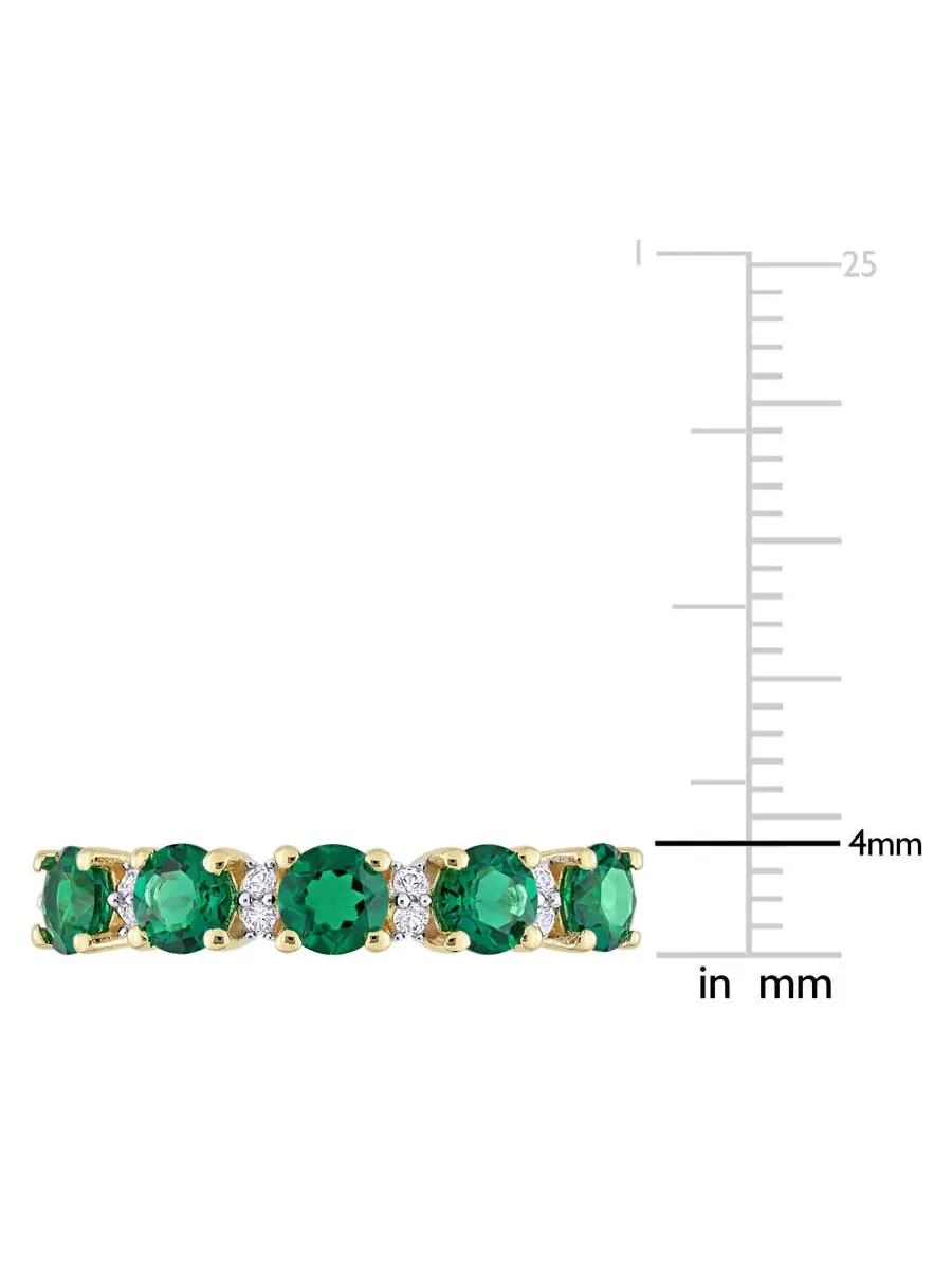Amour 1 2/5 CT TGW Кольцо полувечность с созданным изумрудом и созданным белым сапфиром в — изображение 3 из 5
