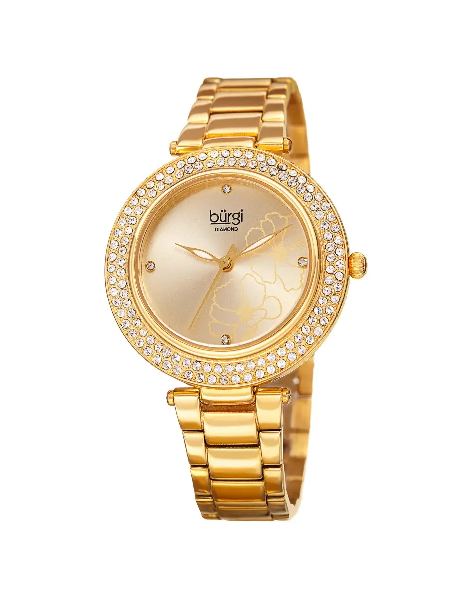 Женские часы Burgi Flower Marker Diamond Crystal BUR179YG — изображение 1 из 4, оттенок желтый золотистый