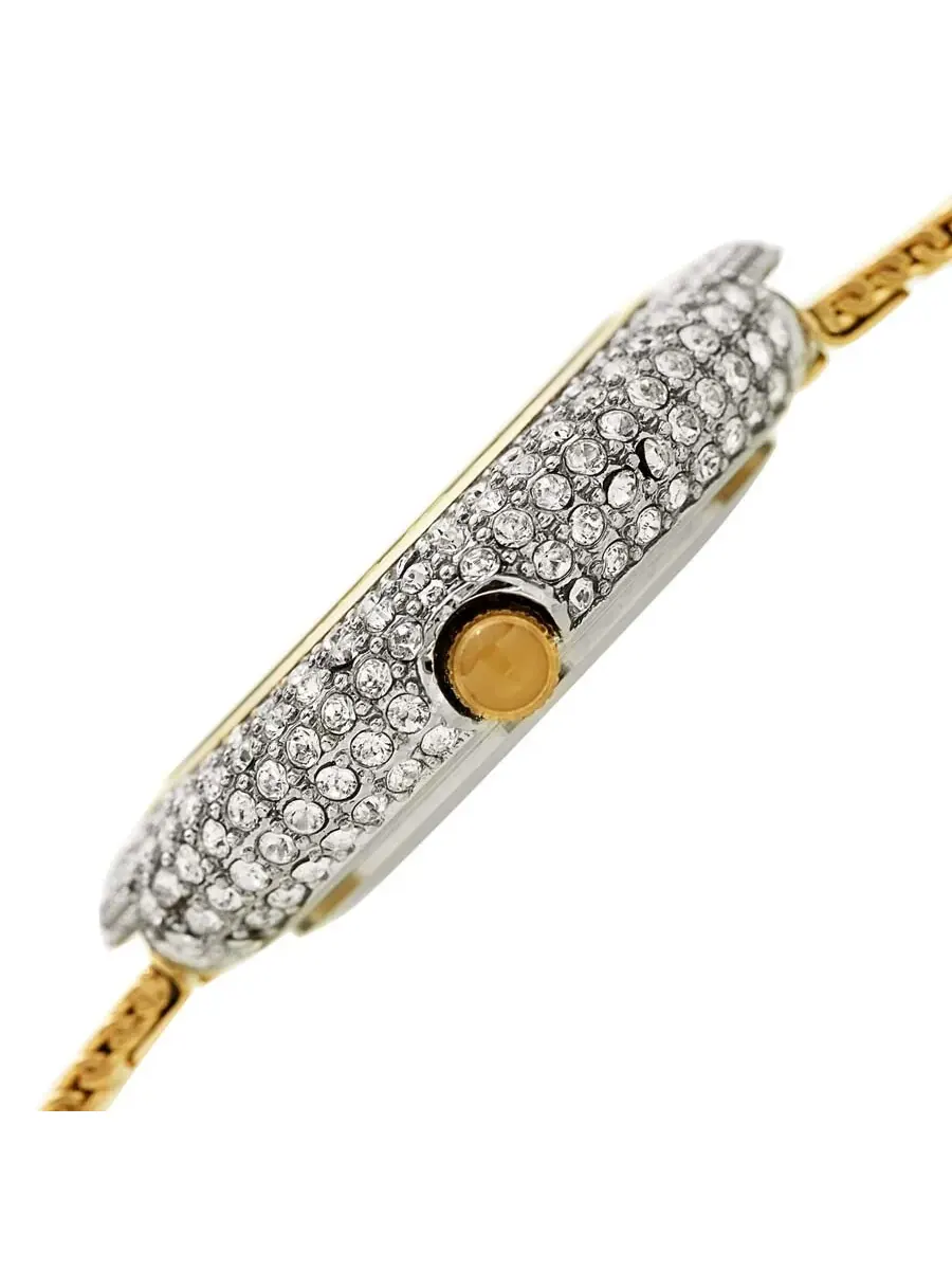 Женские часы Burgi с циферблатом в ромбовидную клетку, кристаллами Swarovski и браслетом из сетки — изображение 3 из 4