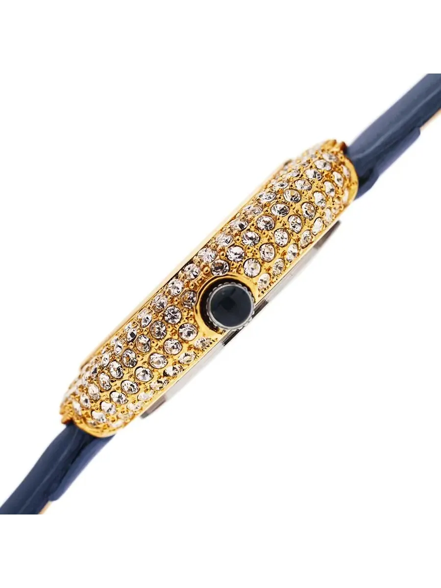 Женские часы Burgi с циферблатом Аргайл, кристаллами Swarovski и гламурным ремешком — изображение 3 из 4, оттенок золотистый