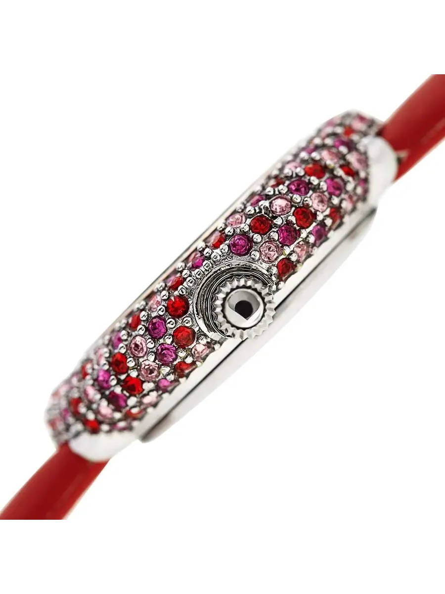 Женские часы Burgi с бриллиантами, цветными кристаллами Swarovski, сверкающей окантовкой и кожаным — изображение 3 из 4