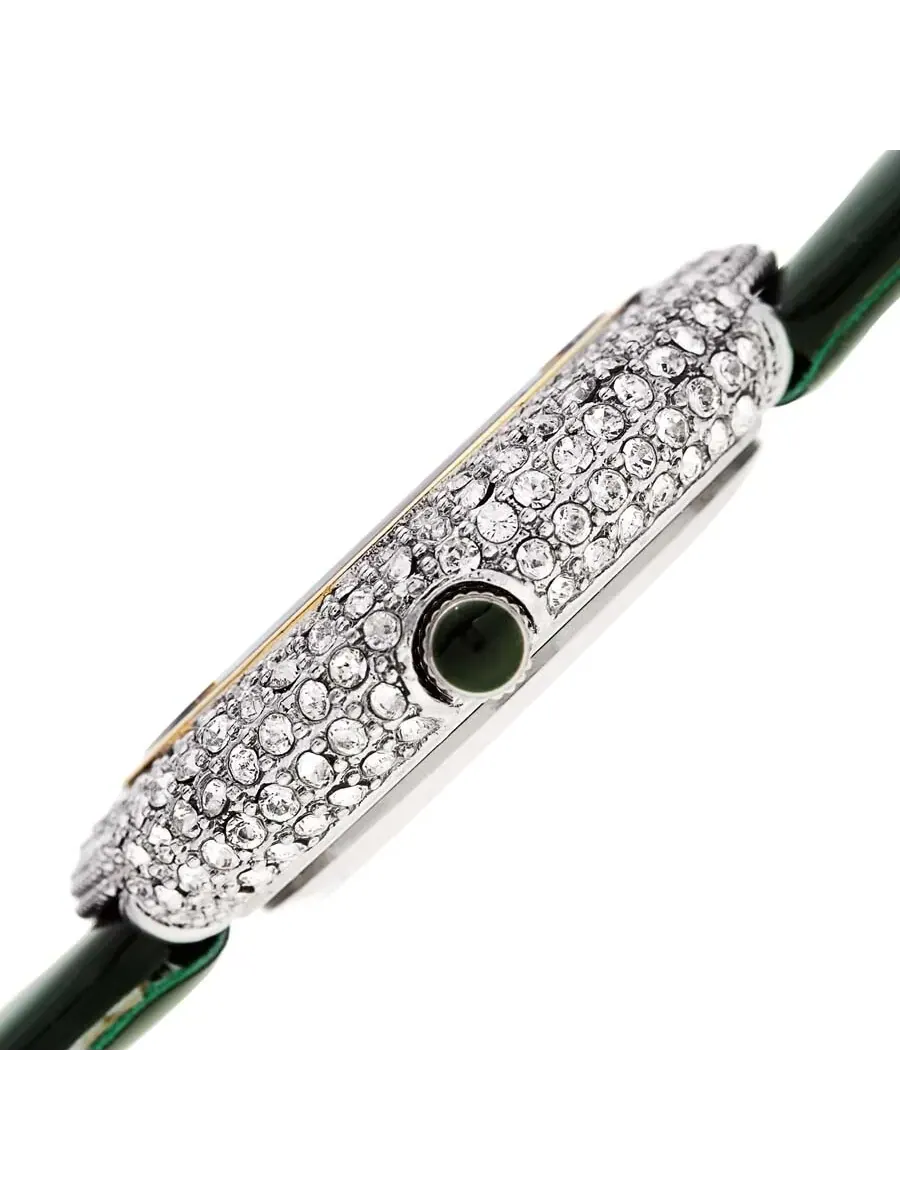 Женские часы Burgi Diamond с зеленым циферблатом и зеленым кожаным ремешком BUR199GN — изображение 3 из 4