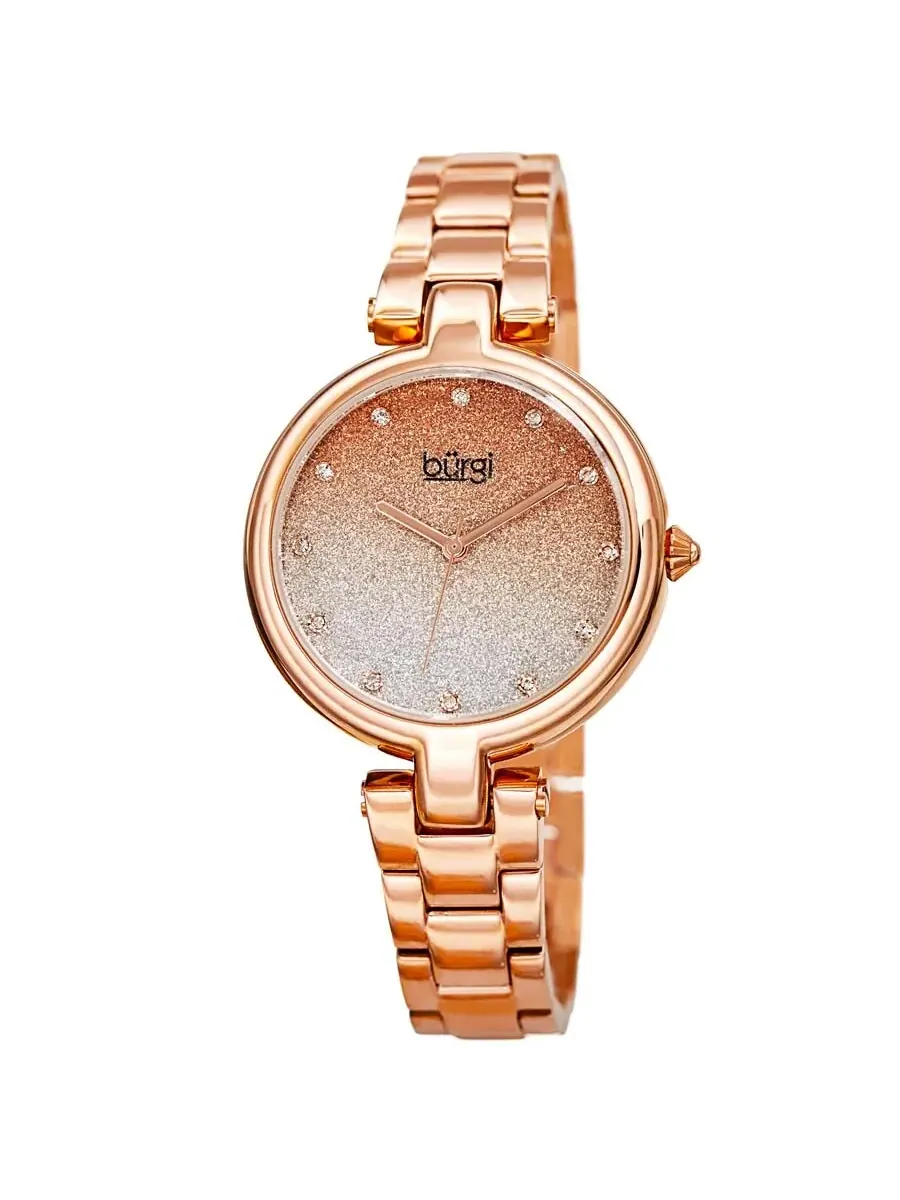 Женские часы Burgi Rose Glitter Ombre с циферблатом из кристаллов Swarovski BUR226RG — изображение 1 из 4, оттенок золотистый