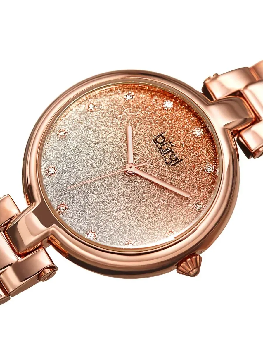 Женские часы Burgi Rose Glitter Ombre с циферблатом из кристаллов Swarovski BUR226RG — изображение 2 из 4, оттенок золотистый