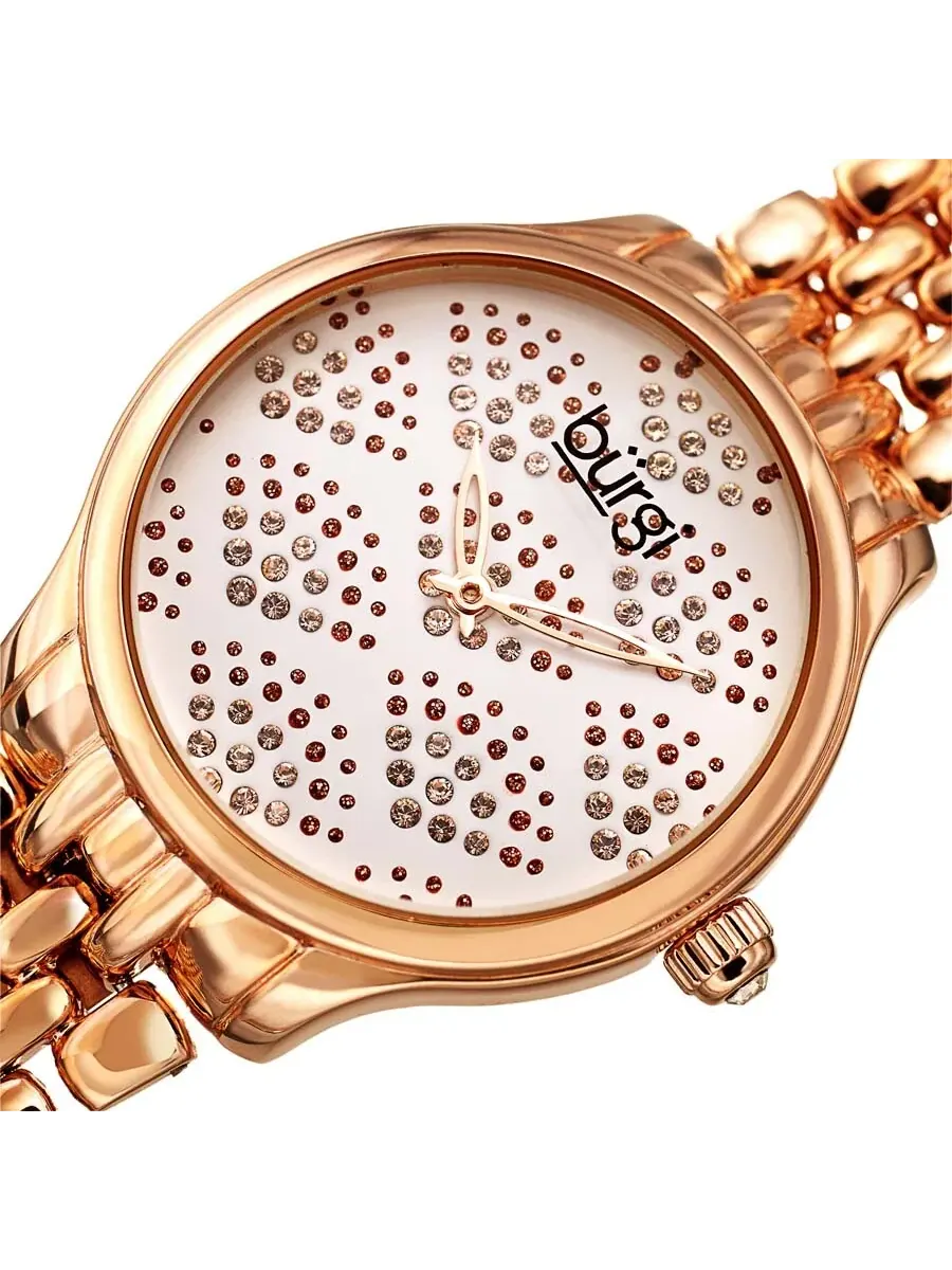 Женские часы-браслет Burgi с кристаллами Swarovski в стиле гальки — изображение 2 из 4, оттенок розовый золотистый