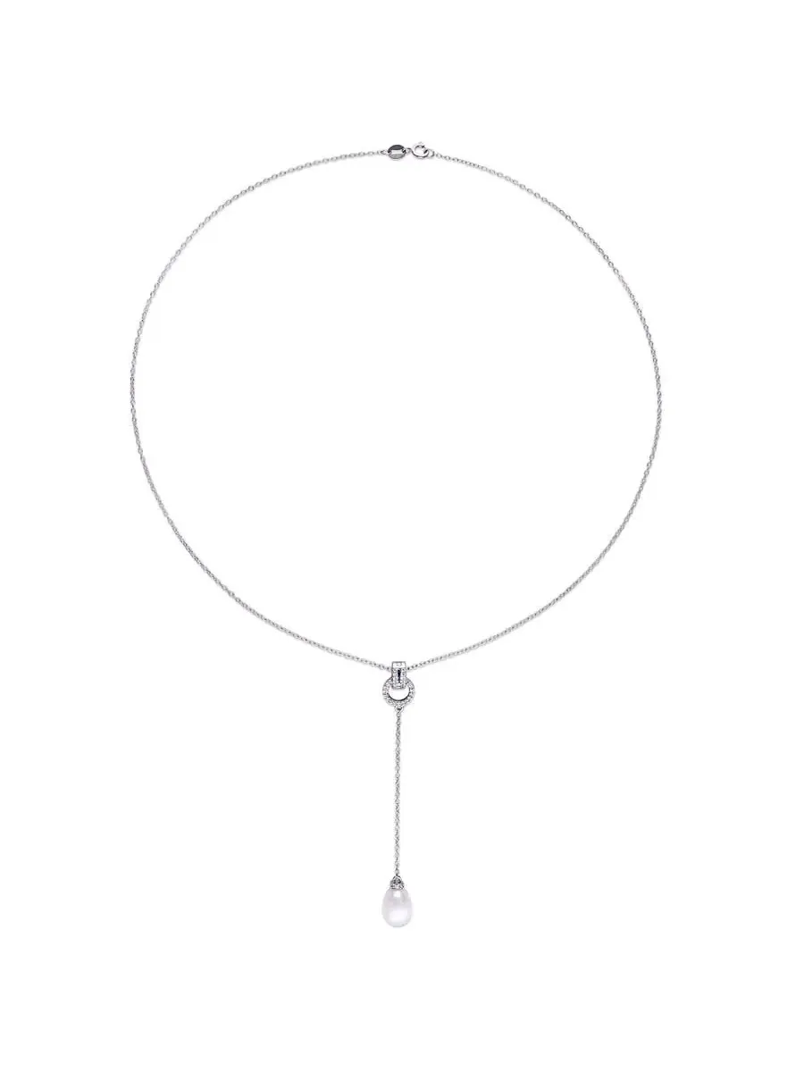 AMOUR 1/5 CT TGW Подвеска-капля с белым топазом и белой культивированной пресноводной жемчужиной 8 — изображение 4 из 5