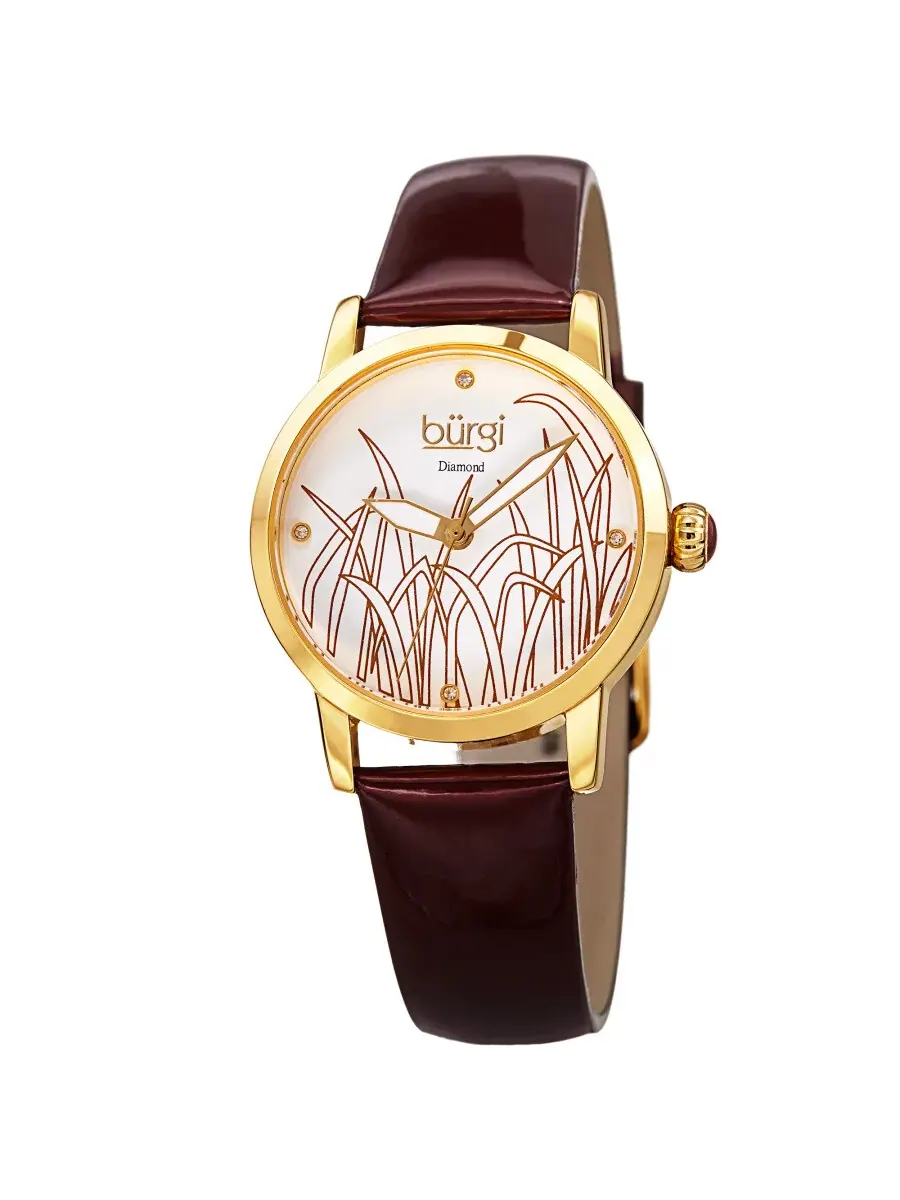 Женские часы Burgi Pattern Quartz с белым циферблатом и бриллиантом BUR173BUR