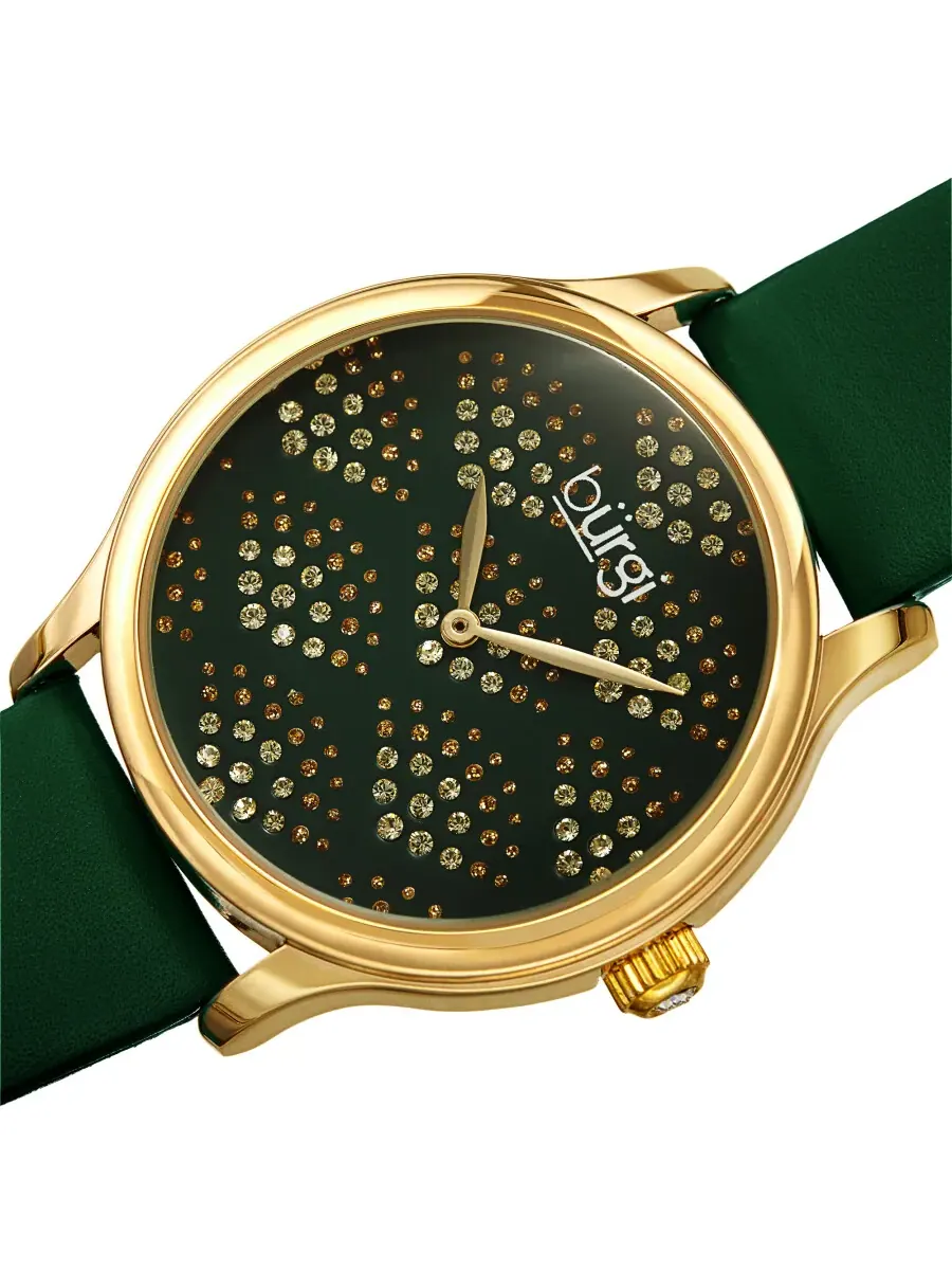 Женские часы Burgi Pebble Style с кварцевым механизмом и зеленым циферблатом BUR238GN — изображение 2 из 4