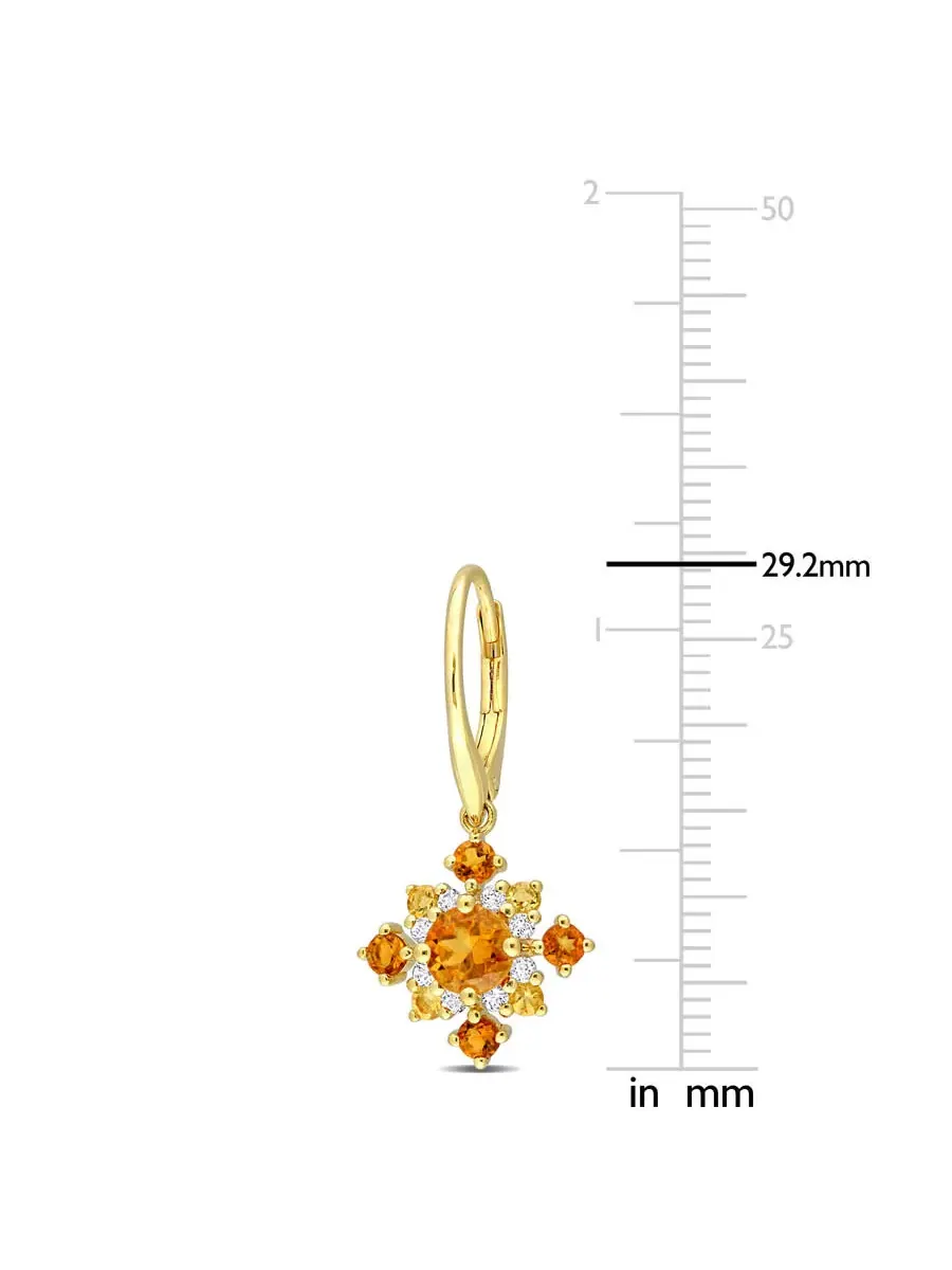 AMOUR 2 1/10 CT TGW серьги-гвоздики с подвесками из кластера цитрина, мадейра цитрина и белого — изображение 2 из 4
