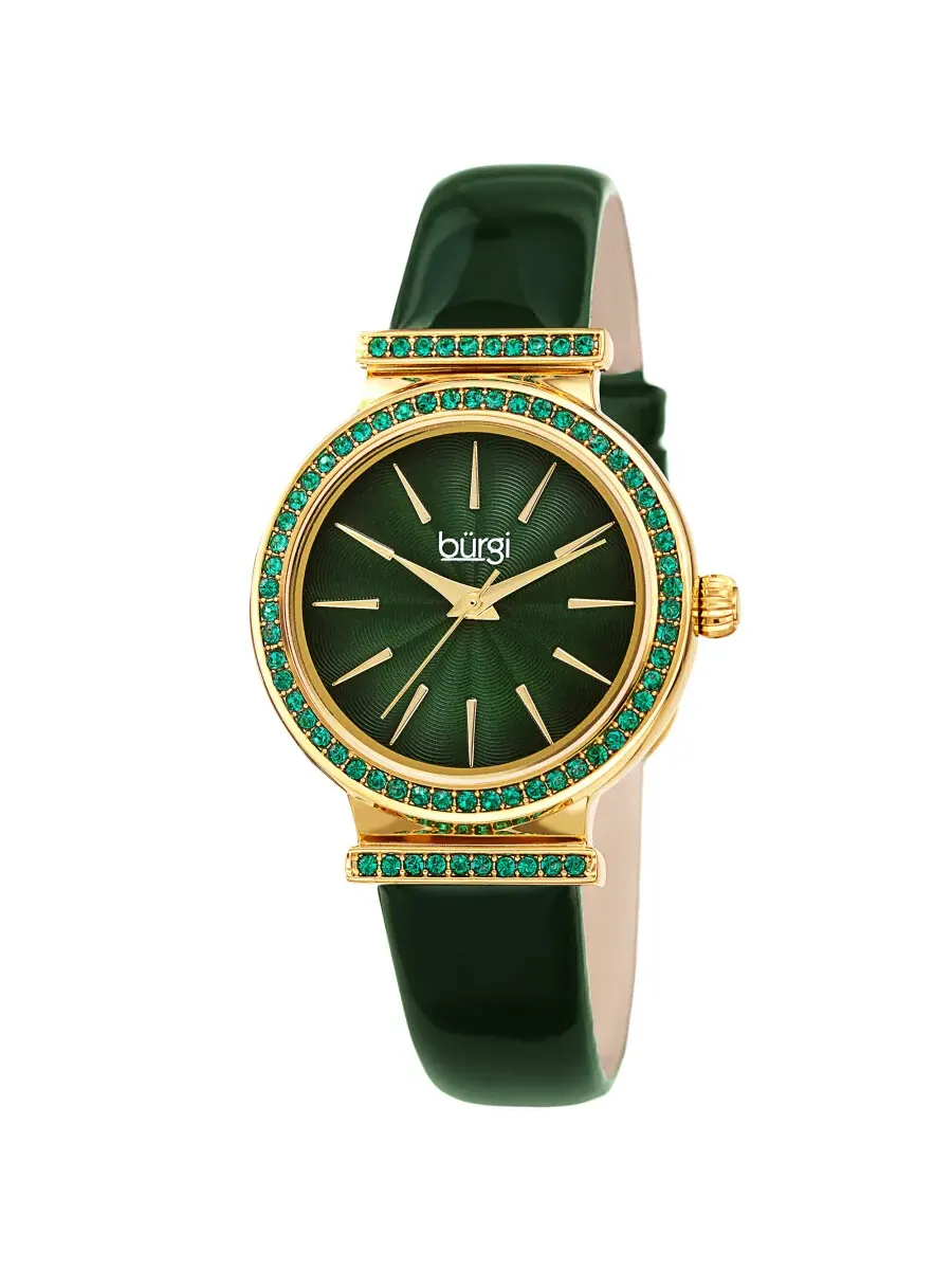 Женские часы Burgi Quartz с зеленым циферблатом BUR243GN