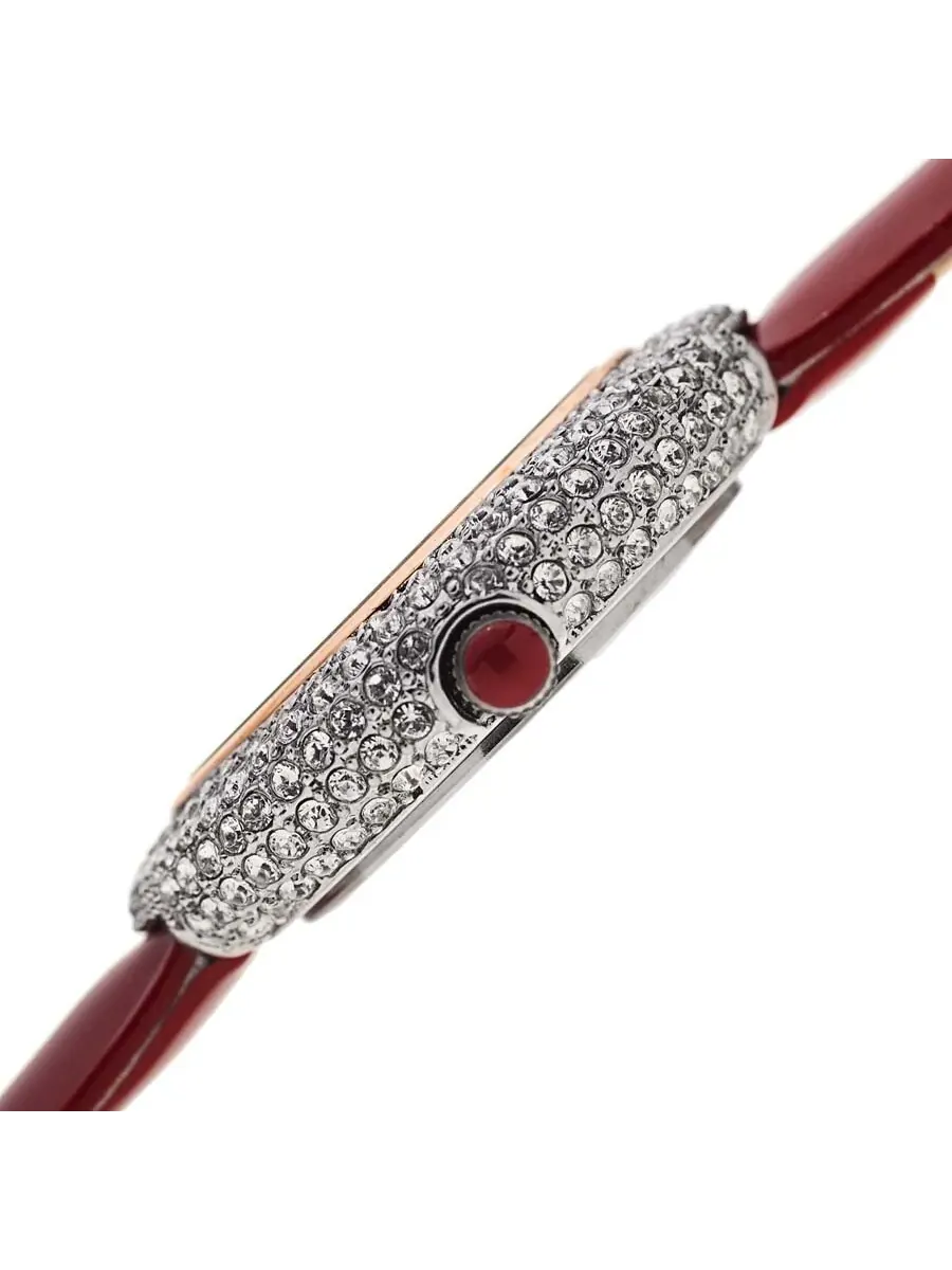 Женские часы Burgi Swirl с красным циферблатом и красным кожаным ремешком BUR209RD — изображение 3 из 4