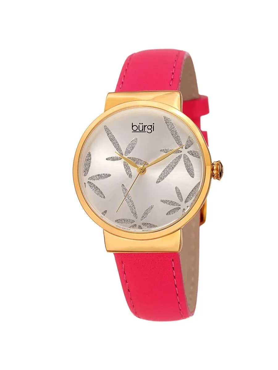 Женские часы Burgi Sparkling Flower Quartz с серебристым циферблатом BUR191PK