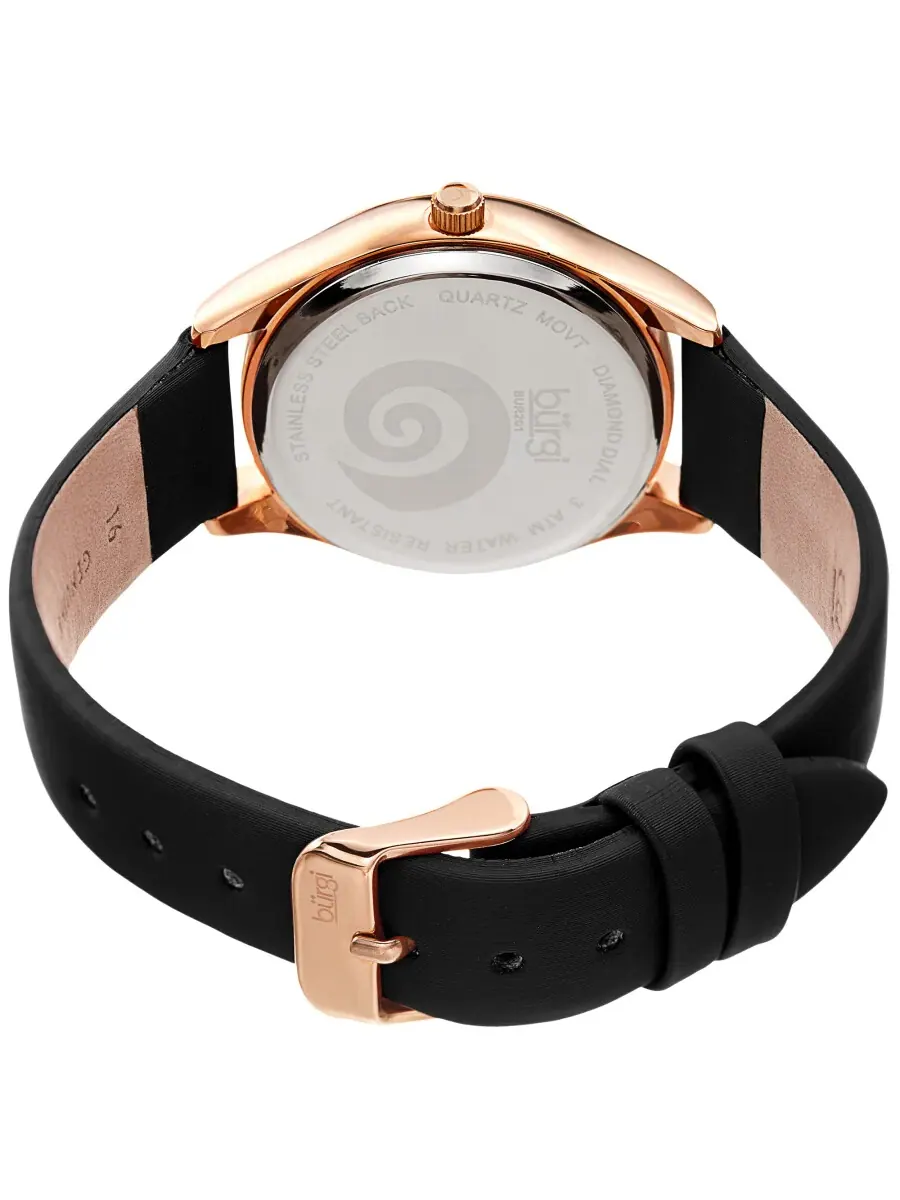 Женские часы Burgi Swirl Quartz с черным циферблатом и бриллиантом BUR201RGBK — изображение 4 из 4