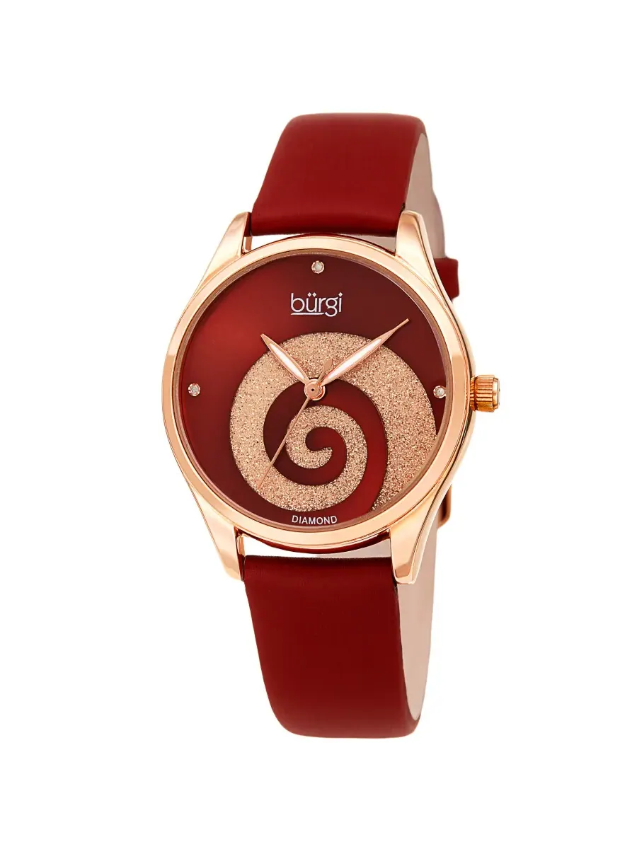 Женские часы Burgi Swirl Quartz с красным циферблатом и бриллиантом BUR201RGR