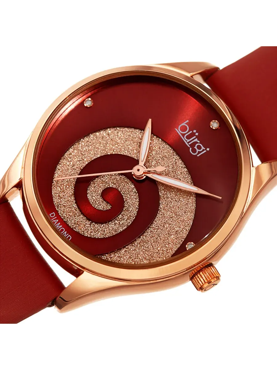 Женские часы Burgi Swirl Quartz с красным циферблатом и бриллиантом BUR201RGR — изображение 2 из 4