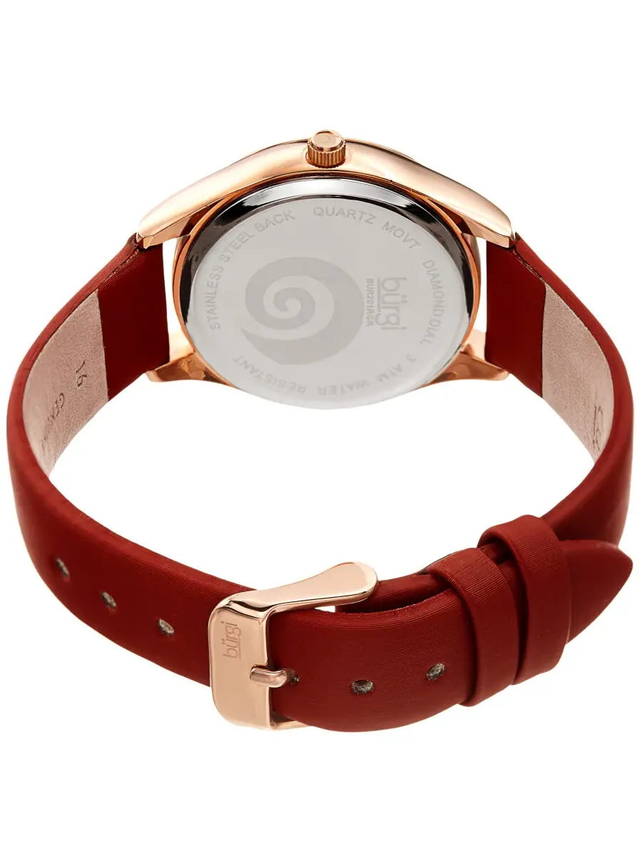 Женские часы Burgi Swirl Quartz с красным циферблатом и бриллиантом BUR201RGR — изображение 4 из 4