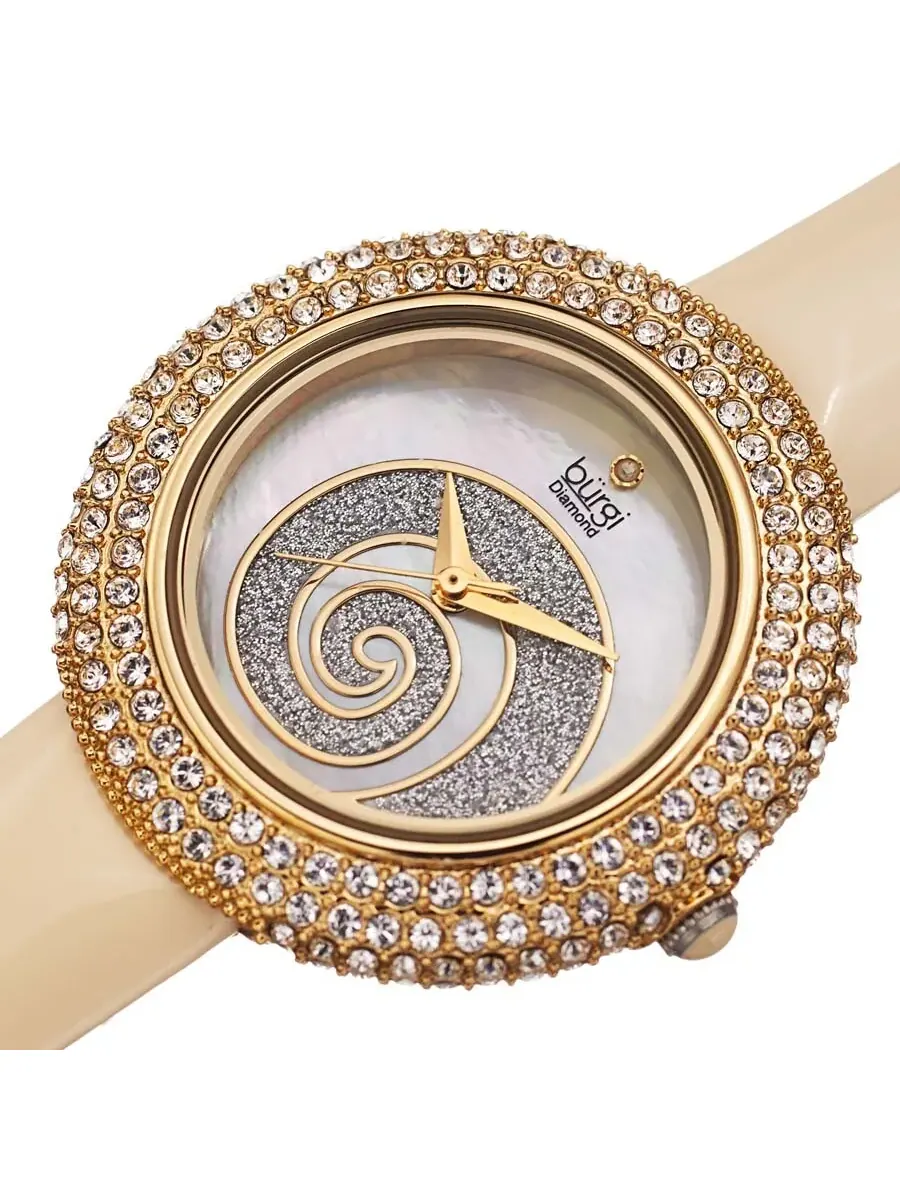 Женские часы Burgi Swirl с кварцевым белым циферблатом BUR209YG — изображение 2 из 4, оттенок золотистый