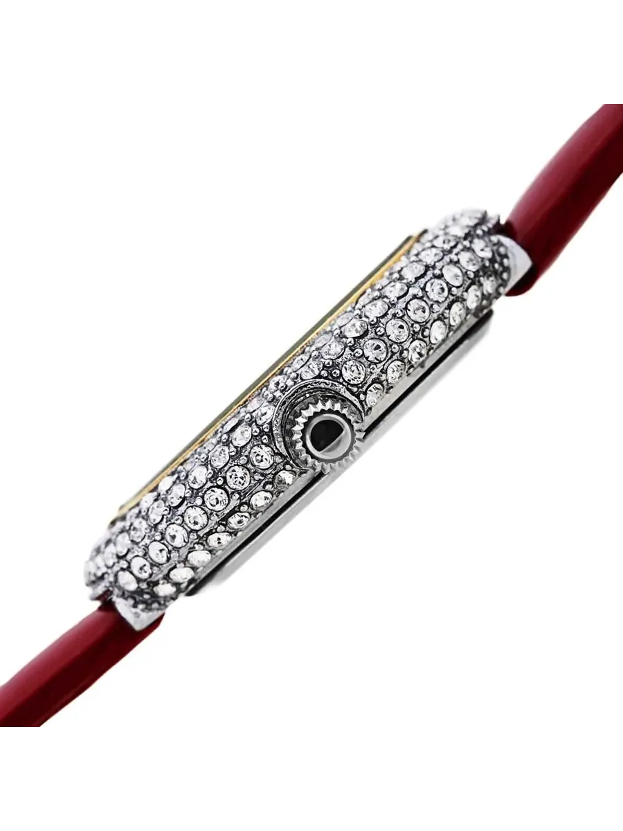 Женские часы Burgi Crystal с белым циферблатом и коричневым кожаным ремешком, модель BUR234RD — изображение 3 из 4