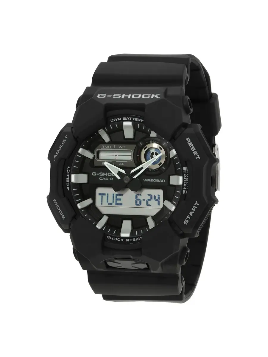 Мужские часы Casio G-Shock с будильником, мировым временем, кварцевые, аналогово-цифровые — черный