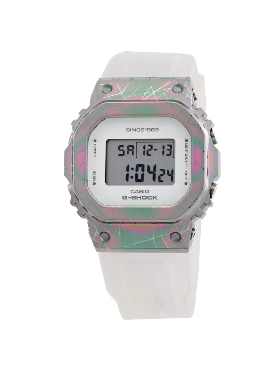 Женские кварцевые цифровые часы Casio G-Shock с будильником GM-S5640GEM-7DR — серебристый