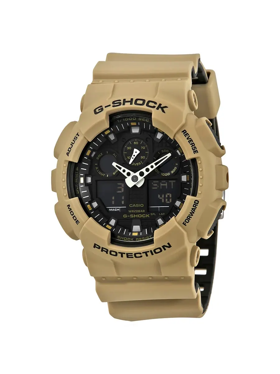 Мужские спортивные часы Casio G-Shock с черным циферблатом — бежевый
